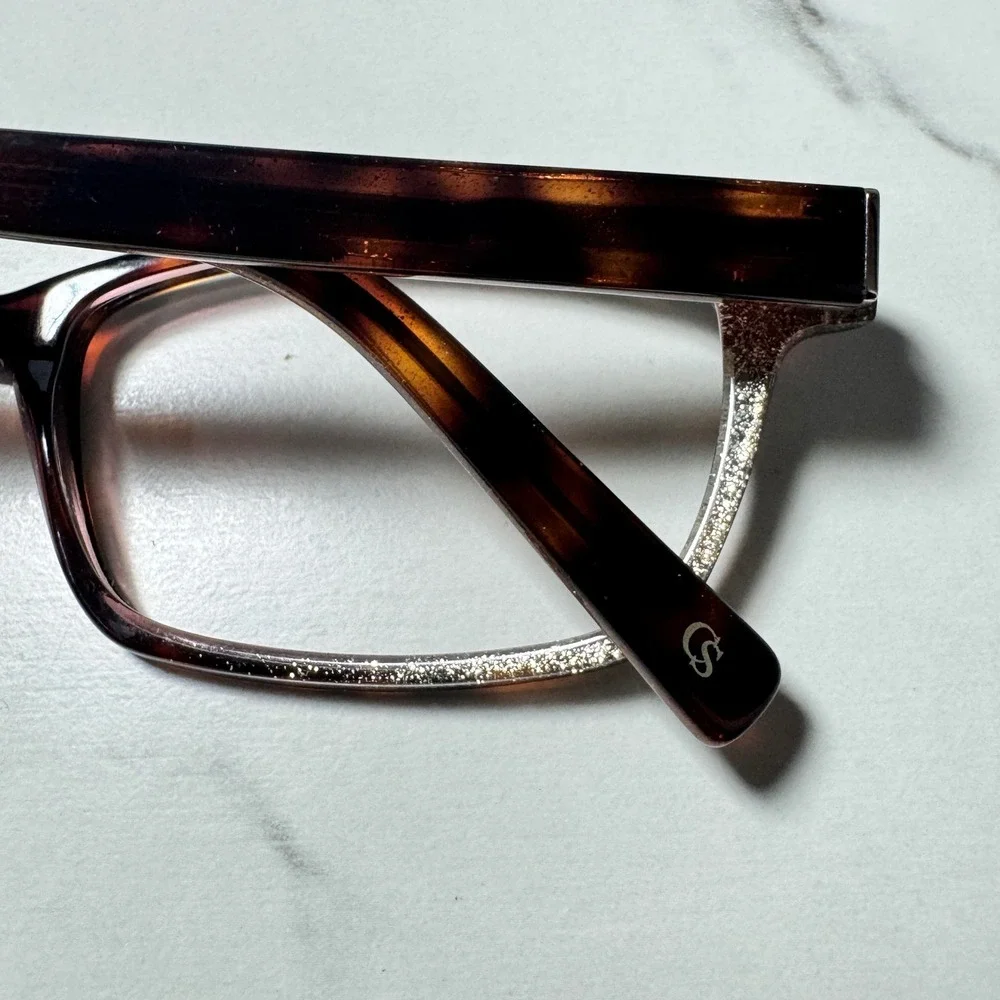 Christian Siriano CV Estelle Tortoise Shell Glitter Eyeglasses Frames 52-19-140
